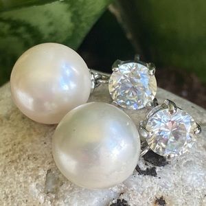 Vintage Pearl and CZ earrings